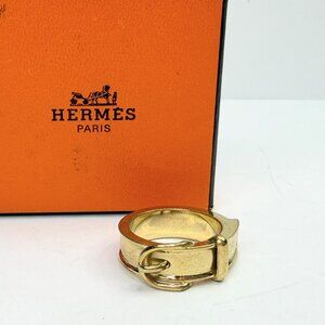 Hermès Gold Plated Buckle Bijouterie Fantaisie Scarf ring authentic GS746
